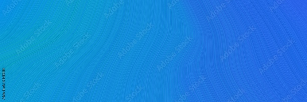 Poster elegant surreal horizontal header with dodger blue, dark turquoise and royal blue colors. fluid curv