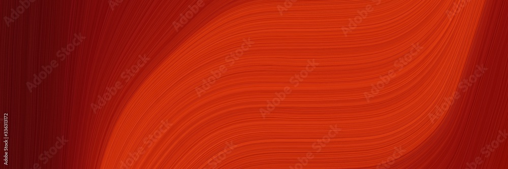 Poster elegant flowing horizontal banner with firebrick, dark red and maroon colors. fluid curved lines with dynamic flowing waves and curves