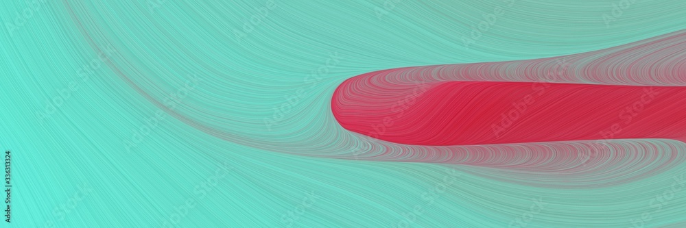 Poster elegant colorful horizontal banner with medium aqua marine, moderate red and gray gray colors. fluid curved lines with dynamic flowing waves and curves