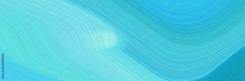 Poster elegant moving horizontal header with medium turquoise, pale turquoise and light sea green colors. fluid curved lines with dynamic flowing waves and curves