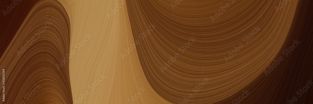 Poster elegant surreal horizontal header with chocolate, peru and very dark red colors. fluid curved lines with dynamic flowing waves and curves