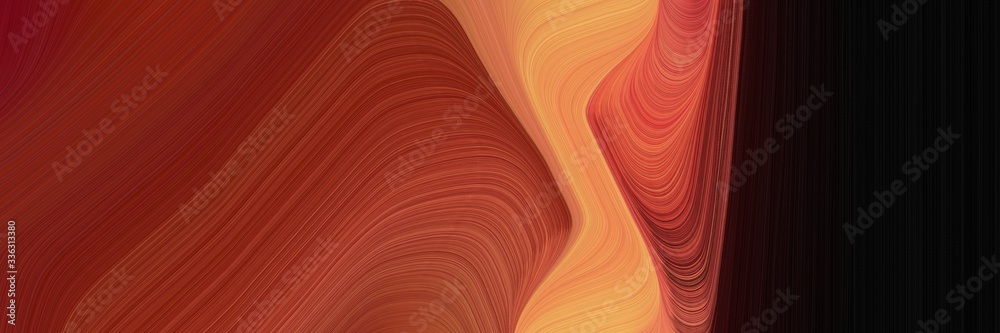 Poster elegant moving header with saddle brown, black and sandy brown colors. fluid curved lines with dynam