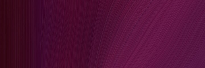 elegant surreal designed horizontal banner with very dark magenta, very dark pink and old mauve colors. fluid curved flowing waves and curves