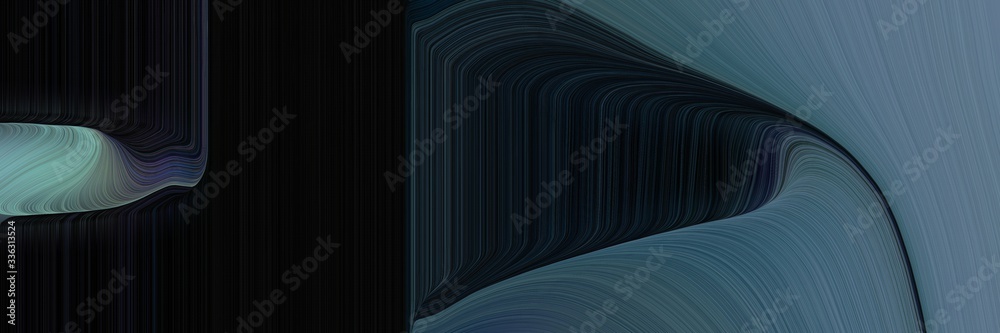 Poster elegant colorful header with slate gray, black and teal blue colors. fluid curved flowing waves and 