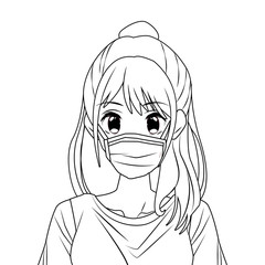woman using face mask anime character