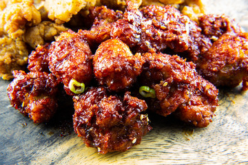 Korean Half of Hot spicy fried chicken and fried chicken