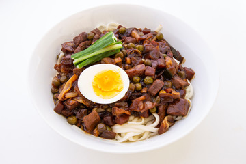 Jajangmyeon, noodle dish topped with black sauce