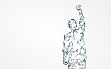 Raise the arm of the person, meaning to tide over the difficulties, vector illustration.