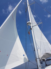 Obraz premium sail boat on blue sky