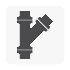 Pipe vector icon. Connection by flange fitting. Part for pipeline construction to transportation water, oil and gas. Also for water supply infrastructure, wastewater treatment, plumbing and irrigation