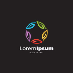 leaf star logo vector template