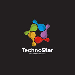 tech star logo vector template. 3D logo design concept