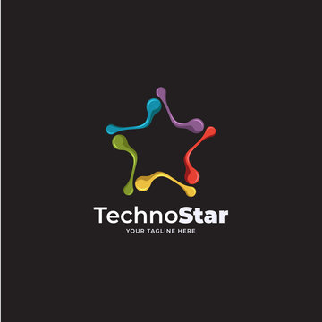 tech star logo vector template. 3D logo design concept