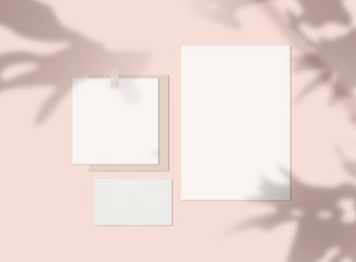 Mood Board Mock up with Shadow and Blank Papers