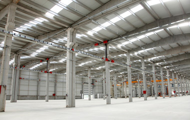 Modern, large factory interior. Background.