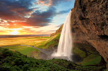 Fototapeta na wymiar Waterfall, Iceland - Seljalandsfoss