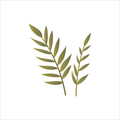 Wild field grass with leaves and stem. Simple meadow plant isolated on white background. Cartoon floral element template in gradient color style. Symbol, logo or icon. Flat vector illustration