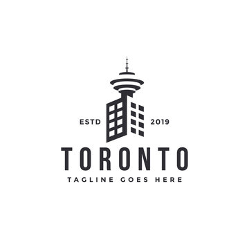 City Building And Toronto Tower Logo Vector