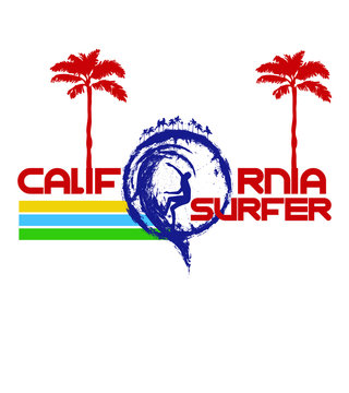 California surfer graphic design vector art