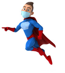 3D illustration of a cartoon character with a mask