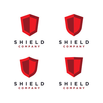 Set Of Red Shied Logo Template