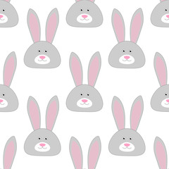 Seamless pattern Cute Animal Hare Face Vector Children Illustration