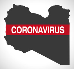 Obraz premium Libya map with Coronavirus warning illustration