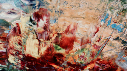 Colorful abstract background wallpaper. Modern motif visual art.  Mixtures of oil paint. Trendy...