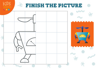 Copy picture vector illustration. Complete and color game for preschool and school kids