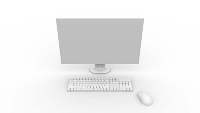 デスクトップPCのCG（コンピューターグラフィック）アンビエントオクルージョン　白
