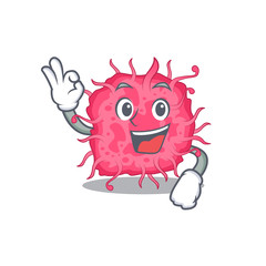 pathogenic bacteria mascot design style with an Okay gesture finger