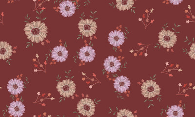 Naklejka na ściany i meble Seamless pattern with abstract flowers. Creative color floral surface design.