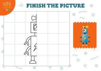 Copy picture vector illustration. Complete and color game for preschool and school kids