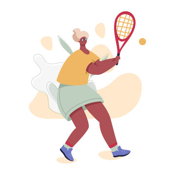 recommend clip art: Elderly Woman Playing Tennis