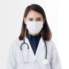 Female doctor on white background