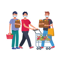 men using face masks in supermarket