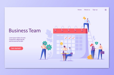 Team of employees making project on time. Successful team. Concept of teamwork, success business, project management, team thinking. Vector illustration in flat design for UI, banner, mobile app