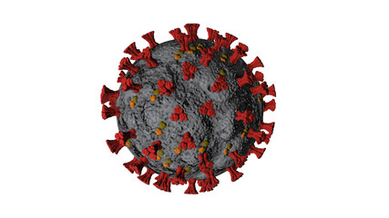 Coronavirus Covid-19 3D Model on white background. Concept of SARS-CoV-2. Virus Infection. Medical wallpaper. 3D illustration of coronavirus.