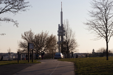 Naklejka premium Evening in city park