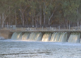 Mildura weir on the Murray River in Australia