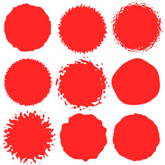 Red sticker, badge, banner set illustrations