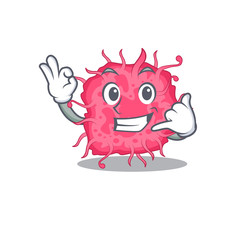 Cartoon design of pathogenic bacteria with call me funny gesture