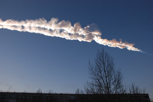 Trace from a space meteorite in Chelyabinsk.