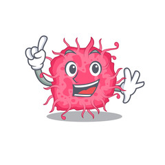 pathogenic bacteria mascot character design with one finger gesture