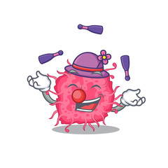 An attractive pathogenic bacteria cartoon design style playing juggling