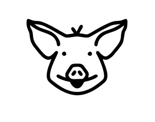 A little pig isolated vector in black and white for sign, logo, apps or website