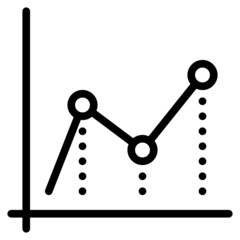 line graph. icon with outline style, perfect pixels and base size of 64x64 px. Suitable for website design, logos, applications and UI.