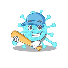 Picture of cegacovirus cartoon character playing baseball