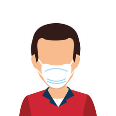 young man with face mask isolated icon vector illustration design
