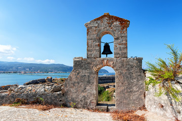 Bell at Santa Maura Castle on the island of Lefkada in the Ionian Sea